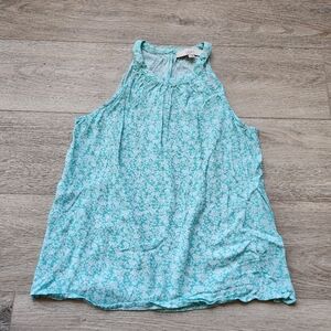 Ann Taylor Loft Seaglass Floral Halter Top Womens Small Tank Blue Green Summer